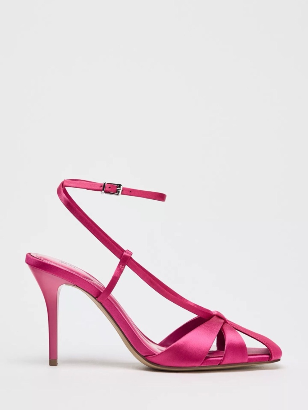Fuchsia Satin effect Heel Sandal